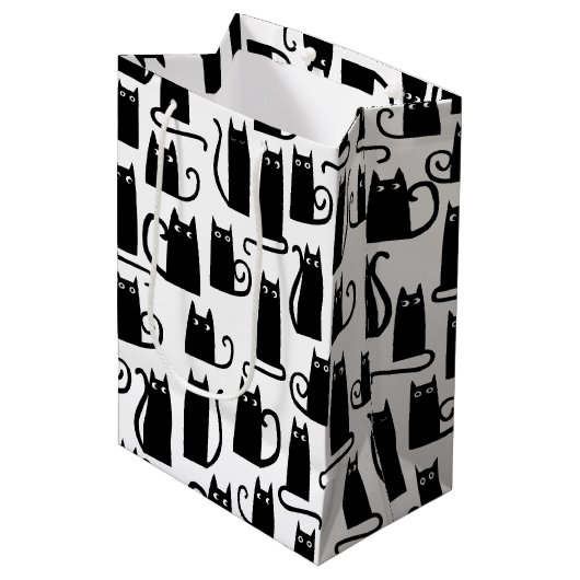 Fun Black Cat Mittlere Geschenktüte (Vorderseite Schrägansicht)