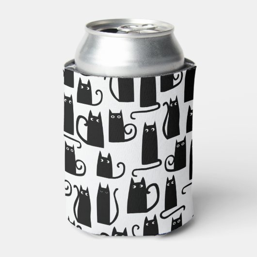 Fun Black Cat Pattern Dosenkühler (Kanne Vorderseite)
