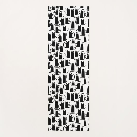 Fun Black Cat Pattern Yogamatte (Vorderseite)