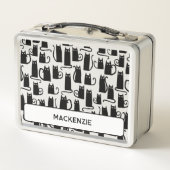 Fun Black Cat Personalisierter Individuelle Name Metall Brotdose (Rückseite)