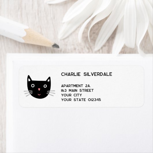 Fun Black Cat Rücksendeadresse (Insitu)