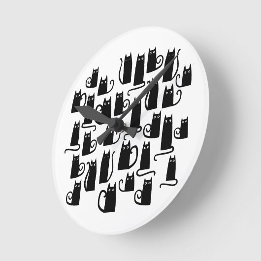 Fun Black Cat Runde Wanduhr (Winkel)