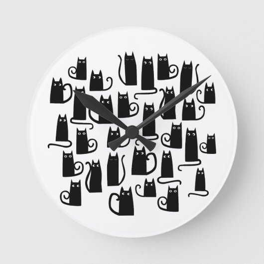 Fun Black Cat Runde Wanduhr (Vorderseite)