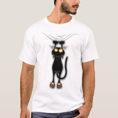 Fun Black Cat Scratching Tshirt (Vorderseite)