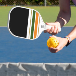Fun Black Color Block Green Orange Racing Stripes Pickleball Schläger
