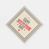 Fun Black Cream Red Valentinstag Napkins Serviette (Ecke)