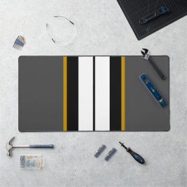 Fun Black Dunkel Gray White Racing Streifen Schreibtischunterlage