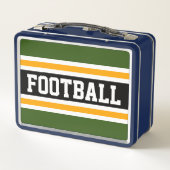 Fun Black Forest Green Yellow FUSSBALL Streifen Metall Brotdose (Rückseite)