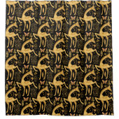 Fun Black Gold Giraffe Boho Muster Duschvorhang (Vorderseite)