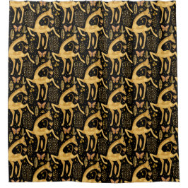 Fun Black Gold Giraffe Boho Muster Duschvorhang