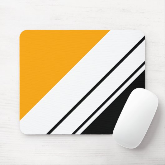 Fun Black Golden Yellow White Sleant Racing Streif Mousepad (Mit Mouse)