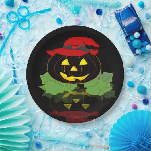 Fun Black Halloween-Party Jack O'Lantern Pappteller (Party)