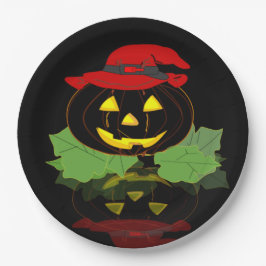 Fun Black Halloween-Party Jack O'Lantern Pappteller