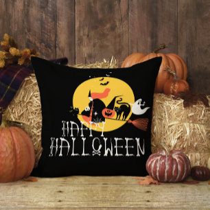 Fun Black Hexe Pumpkin Happy Halloween Kissen