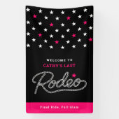 Fun Black Hot Pink Last Rodeo Bachelorette Party Banner (Vertikal)