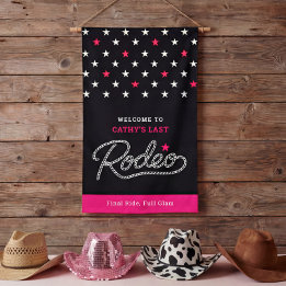 Fun Black Hot Pink Last Rodeo Bachelorette Party Banner