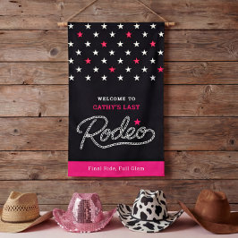 Fun Black Hot Pink Last Rodeo Bachelorette Party Banner