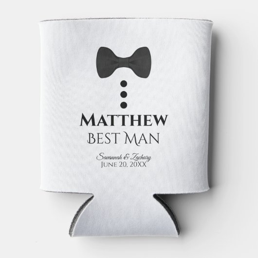 Fun Black Krawatte Trauzeuge Hochzeitsschaum kann Dosenkühler (Vorderseite)