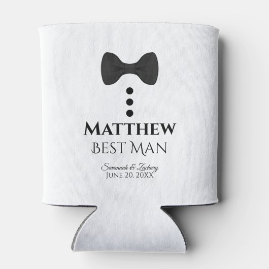 Fun Black Krawatte Trauzeuge Hochzeitsschaum kann Dosenkühler (Rückseite)