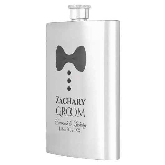 Fun Black Krawatte Tuxedo Groom Silver Flask Flachmann (Links)