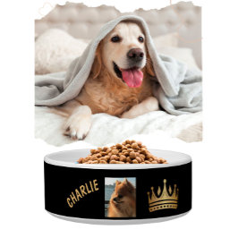 Fun Black Name Crown Dog Napf