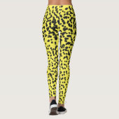 Fun Black Neon Yellow Polka Dots Dalmatiner Muster Leggings (Rückseite)