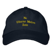 Fun Black 'No Ulterior Motive Zone' Bestickte Baseballkappe (Vorderseite)