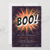 Fun Black & Orange Boo Halloween Einladung (Vorderseite)