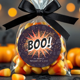 Fun Black & Orange Boo Halloween Gefallen Runder Aufkleber