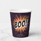 Fun Black & Orange Boo Halloween Pappbecher (Rückseite)