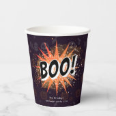 Fun Black & Orange Boo Halloween Pappbecher (Vorderseite)