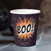 Fun Black & Orange Boo Halloween Pappbecher
