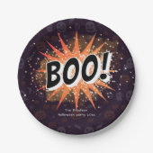 Fun Black & Orange Boo Halloween Pappteller (Vorderseite)