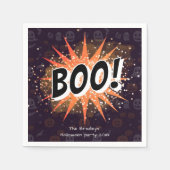 Fun Black & Orange Boo Halloween Serviette (Vorderseite)