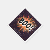 Fun Black & Orange Boo Halloween Serviette (Ecke)