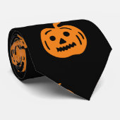 Fun Black Orange Pumpkin Halloween Mens Krawatte (Gerollt)