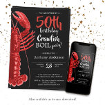 Fun Black Red 50th Birthday Crawfish Boil Einladung<br><div class="desc">Fun Black Red 50. Geburtstag Crawfish Boil Einladung. Vor einem kühnen schwarzen Hintergrund Set lebendige rote Akzente die Bühne für ein Sommerfest voller Geschmack und Spaß. Diese Einladung zeigt das Wesen eines lebendigen Crawfish Boils, mit spielerischen Illustrationen von Langusten und einer Touch von Sommercharme. Die Ansammlung ist sonnendurchtränkt und lädt...</div>