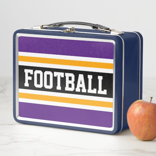 Fun Black Royal Lila Yellow FOOTBALL Streifen Metall Brotdose (Beispiel)