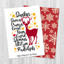 Fun Black Script Santa Reindeer Name Weihnachten