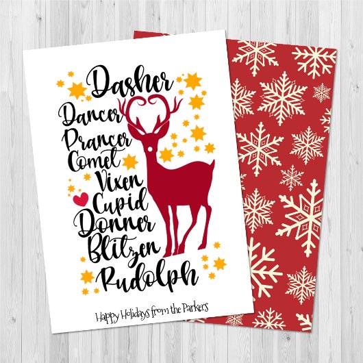 Fun Black Script Santa Reindeer Name Weihnachten