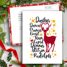 Fun Black Script Santa Reindeer Name Weihnachten