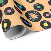 Fun Black Vinyl Platten Rock & Roll Geburtstag Geschenkpapier (Rolleneckpunkt)