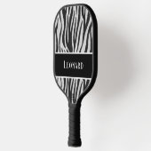 Fun Black & White Imitats Zebra Muster mit Name Pickleball Schläger (Links)