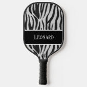 Fun Black & White Imitats Zebra Muster mit Name Pickleball Schläger (Rückseite)