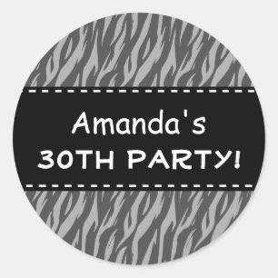 Fun Black White Zebra Custom 30. Geburtstag Runder Aufkleber