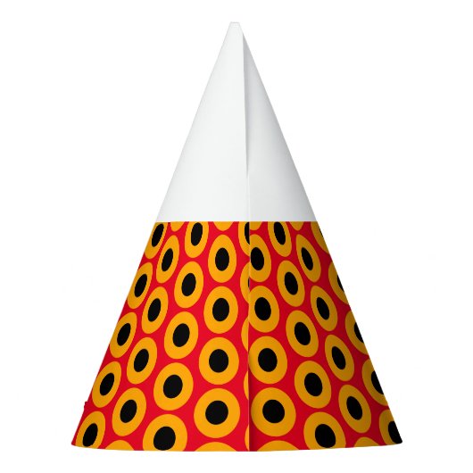 Fun Black Yellow Orange Red Concentric Circles Partyhütchen (Rückseite)