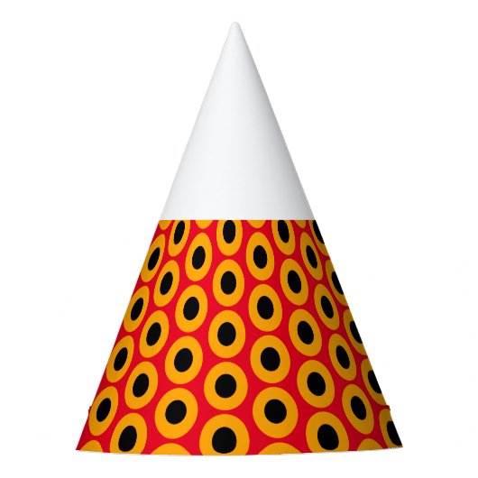 Fun Black Yellow Orange Red Concentric Circles Partyhütchen (Vorderseite)