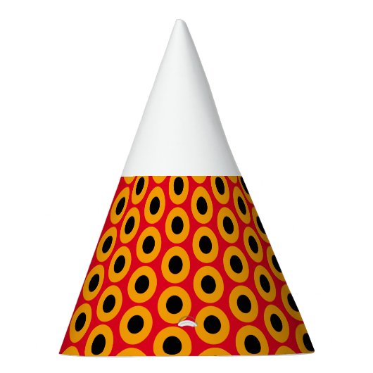 Fun Black Yellow Orange Red Concentric Circles Partyhütchen (Rechts)