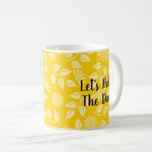 Fun-Blätter Daisies Muster Bright Yellow Template Kaffeetasse (VorderseiteRechts)