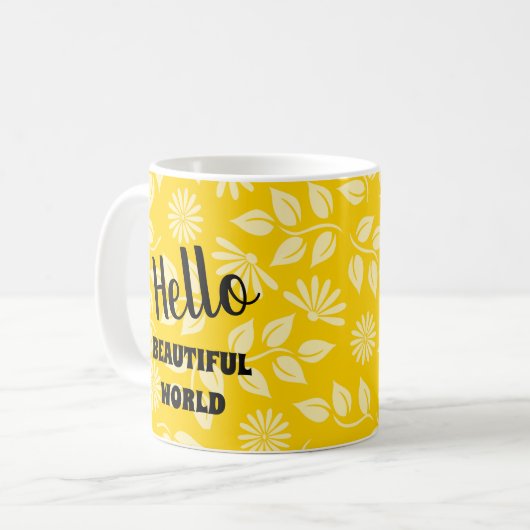 Fun-Blätter Daisies Muster Bright Yellow Template Kaffeetasse (Vorderseite Links)